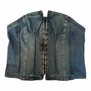Venezia Denim Corset Top 18 Lace Up Bustier Y2K Baddie Western Coastal Cowgirl